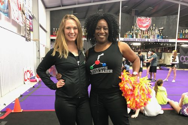 SciCheers Kaitlin and Sherry show off the Science of Cheerleading